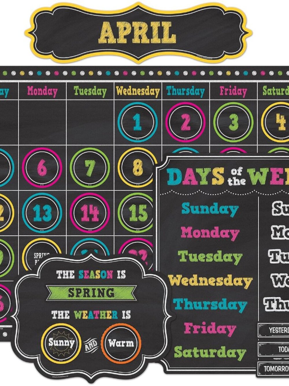 Chalkboard Brights Calendar Bulletin Board